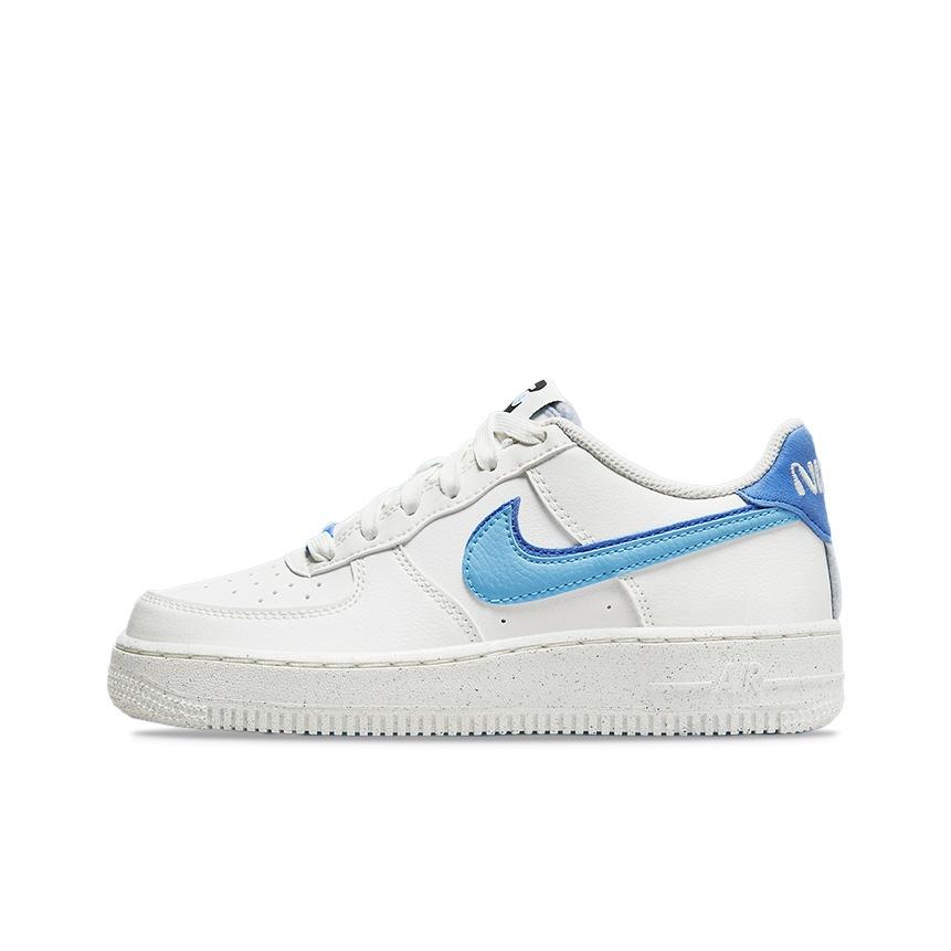 New Nike Air Force 1 Low 82 Double Swoosh White Medium Blue GS DQ0359-100