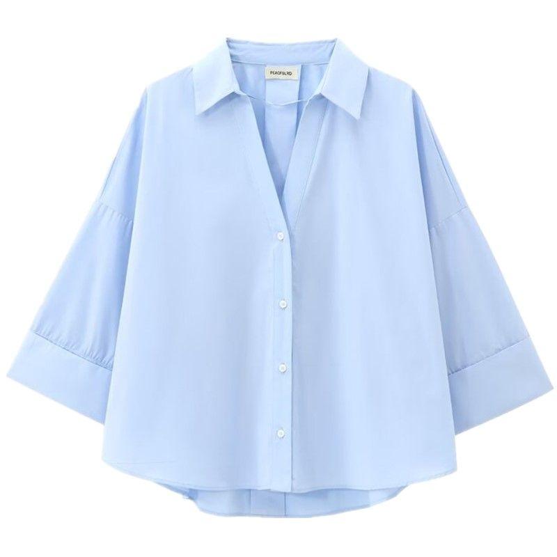 Fashion Style 2024 Autumn New Women's Clothing Cotton Leisure Easiest for Match Poplin Long Sleeves Lapel Shirt 8392255
