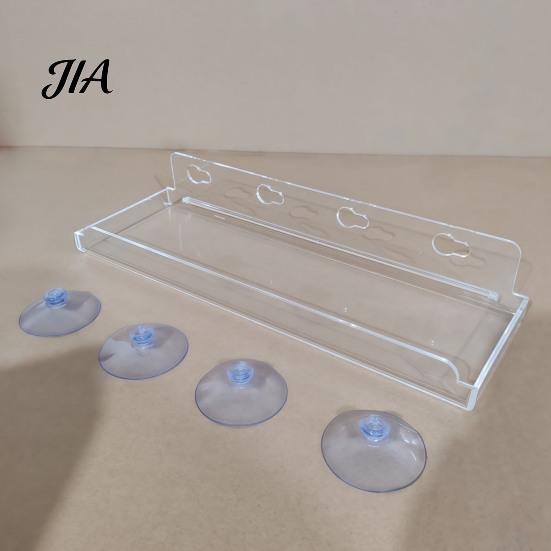 Wall Mounted Storage Rack Window Plant Shelf with Suction Cup And Protective Edge, Clear Acrylic Floating Sturdy Organizer Display Shelf, for