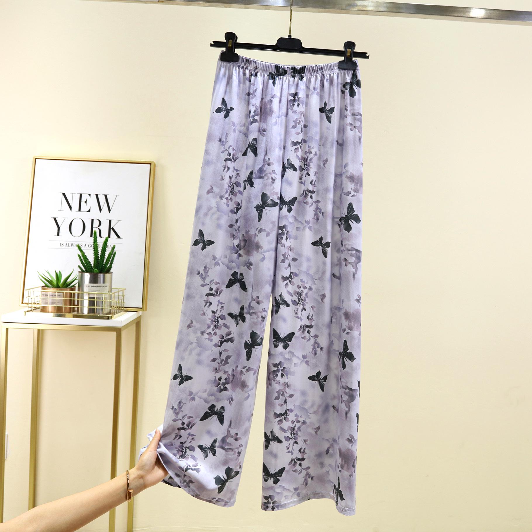 

Женские французские романтические брюки палаццо в пол - Весна/Лето, больших размеров, на резинке Large