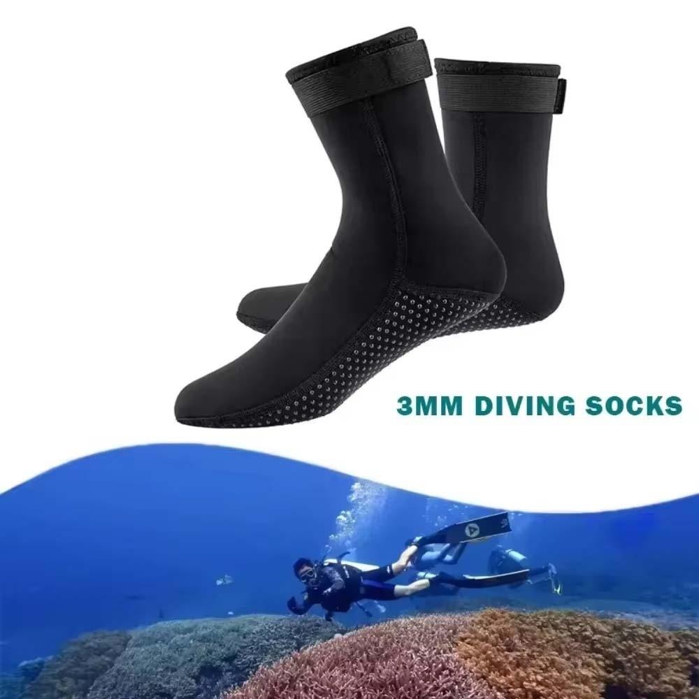 1pair Long Tube Black Diving Socks Non-slip Diving Surfing Boots  Beach Volleyball
