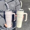 1100ml Stainless Steel Ice Tumbler with Straw Handle Large Capacity Travel Thermos Cup