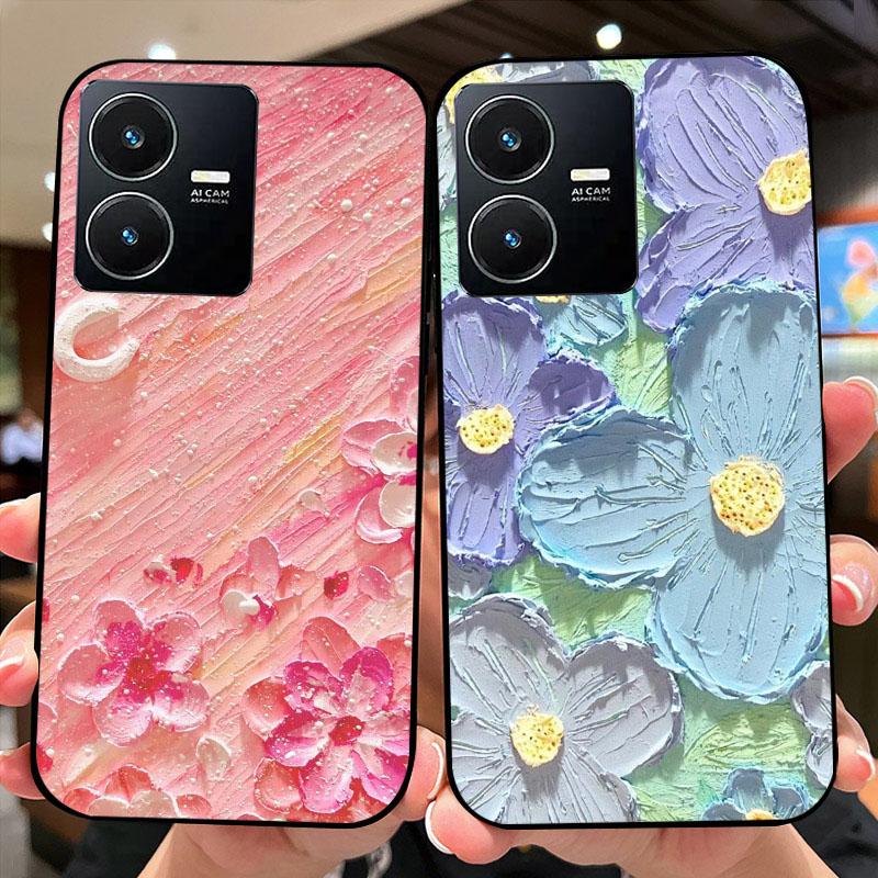 Pour Vivo Y22 4G Coque V2207 V2206 Y22s Impression Couleur Mat TPU Silicone Souple Housse de Téléphone Pour Vivo Y35 4G Pare-chocs Anti-choc Fundas