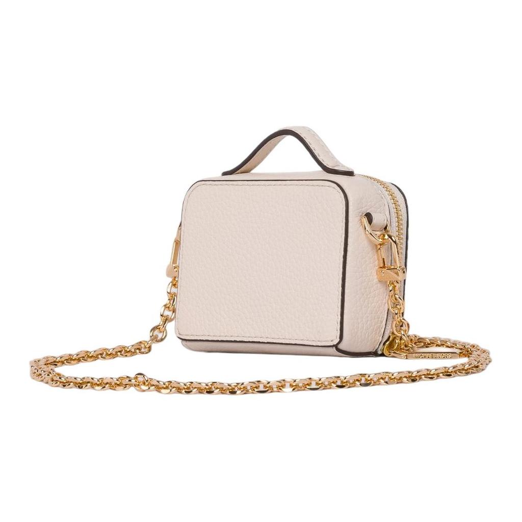Michael Kors Mk Estelle Logo Dorato Pelle Granata Chiusura a Zip Piedini Protettivi Scatola in Pelle Borsa a Spalla Tracolla Mini da Donna 32F3G9EC0L-289