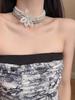 Vintage French Beaded Flower Necklace: Luxurious Multi-Layer Stackable Clavicle Chain for Women
