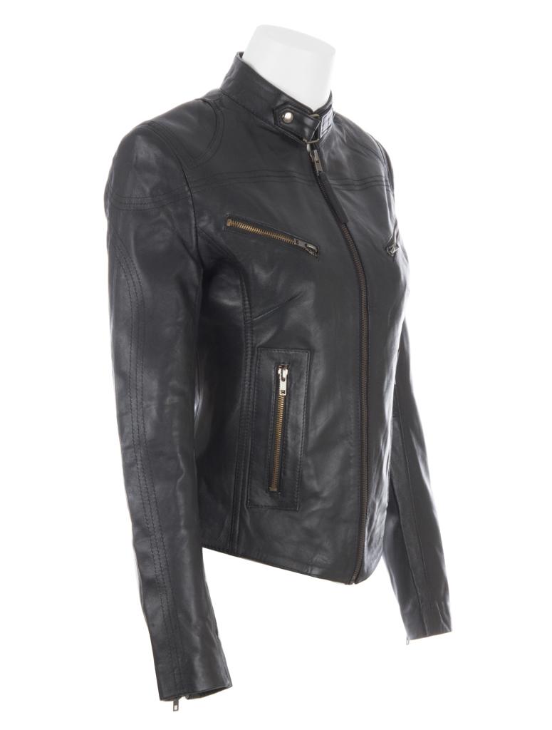 AVIATRIX Women's Super-Soft Real Leather Fitted Fashion Jacket (CRD9) - Black