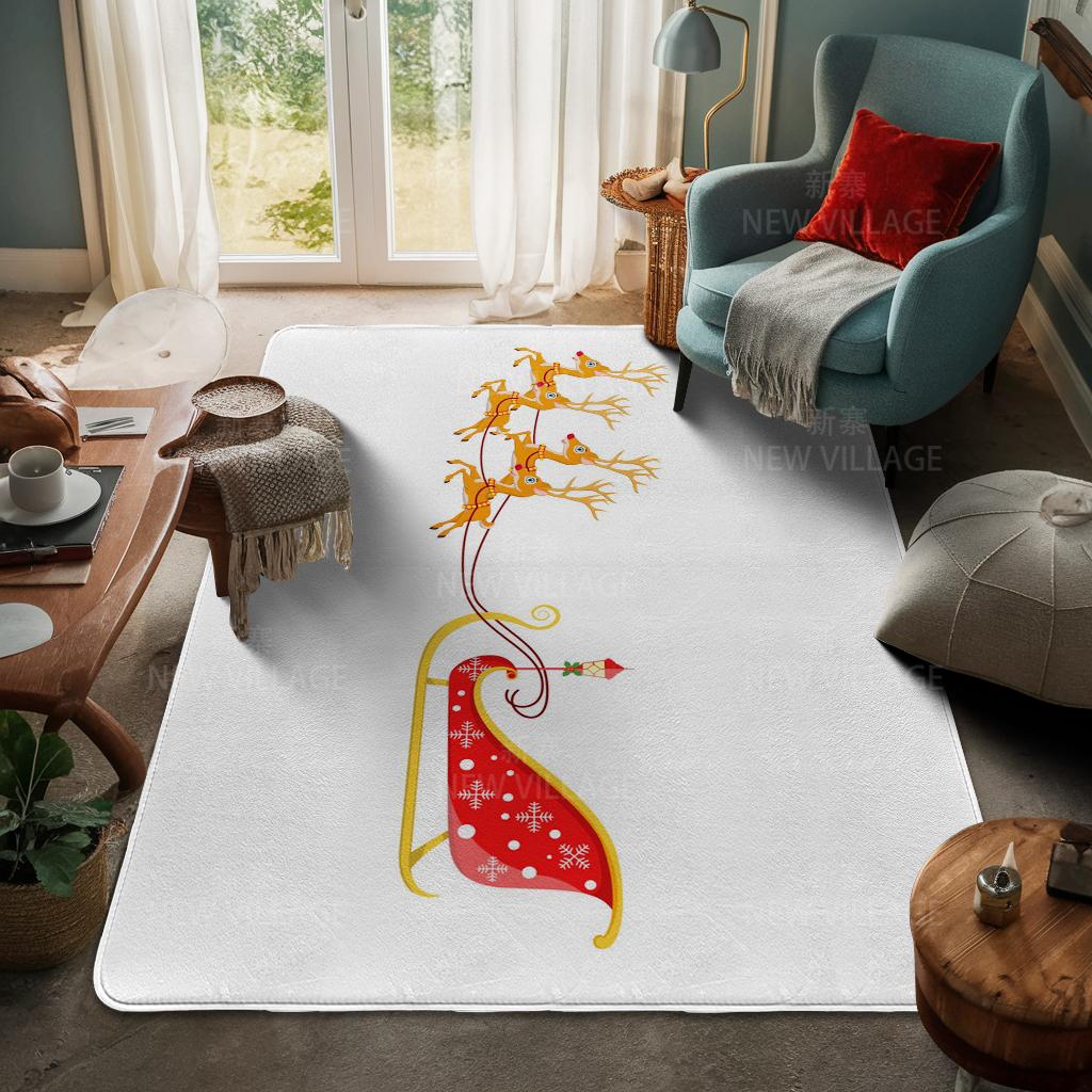 House Entrance Carpet Home Door Mat Living Room Bath Foot Bathroom Non-slip Water Absorption Rugs Bath Merry Christmas Winter