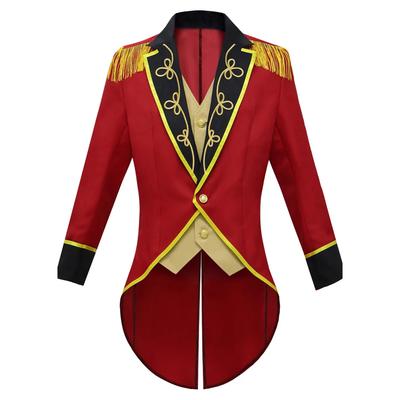 Zirkusdirektor Herren Cosplay Uniformen Mittelalterlicher Vintage Mantel Stehkragen Jacke Prinzessin Bühne Gezeigte Performance Kostüm