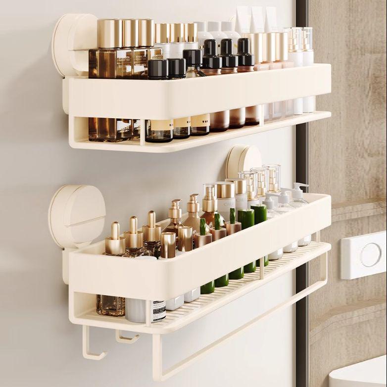 No-Drill Wall-Mount Bathroom Storage Rack with Suction Cup