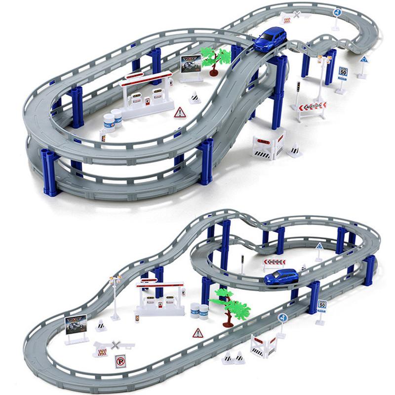 Electric Racing Rail Car Kids Train Track Model Toy Railway Track Racing Road Transportation Building Slot Sets Toys