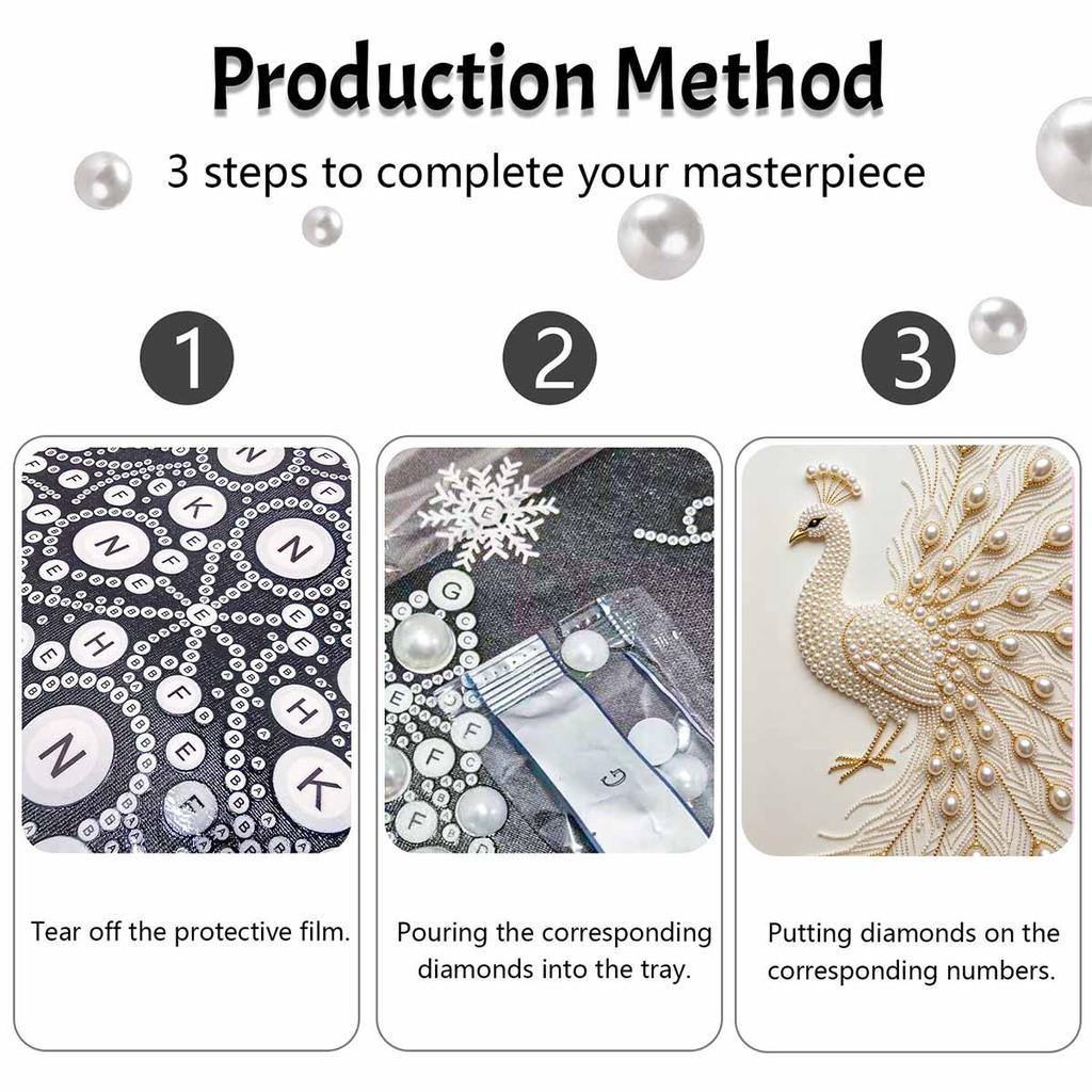 DIY Pearl Diamond Art Painting Kits for Adults and Beginners, Luxurious Peacock Sparkling Painting Craft Home Wall Decor Handmade Gift