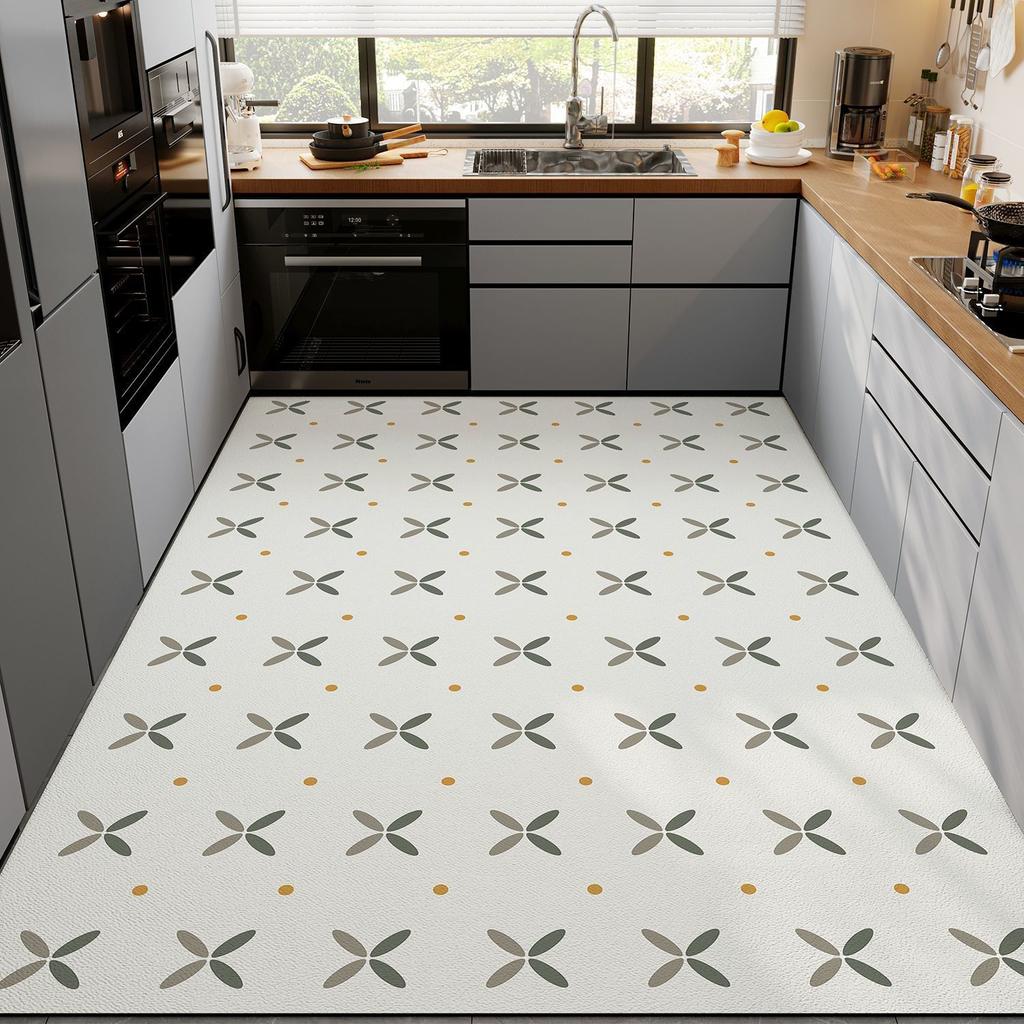 Diatom Mud Kitchen Mat Non-Slip Oil-Resistant Water-AbsorbentWipeable No-Wash Doormat Dirt-Resistant Waterproof Wall-to-Wall Carpet