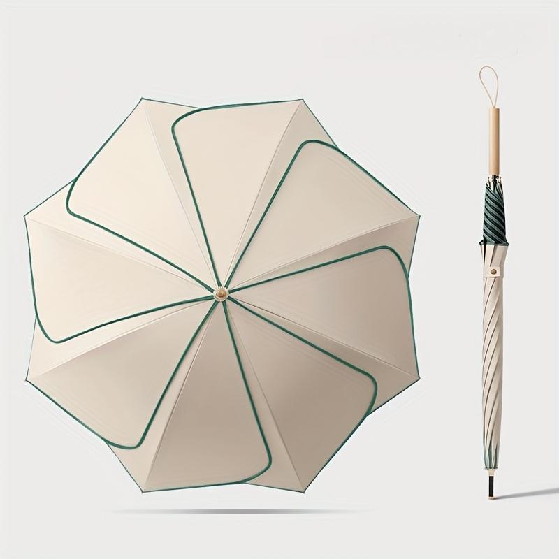 Blütenblätter Sonnenschirm UV-Schirm Damen Luxuriös Outdoor Holzgriff UV-beständig Langer Griffschirm Allwetter-Schirm