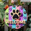 [Paw Print Welcome Sign] 2D Flat, 1pc Bohemian Style Paw Print Welcome Sign - Pre-Drilled for Hanging, Versatile Home Bar Decor, No Electricity