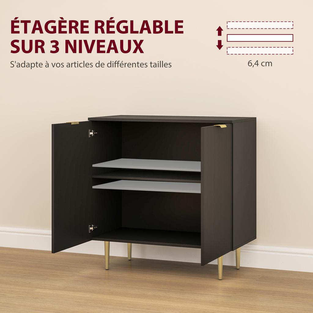 Küchenbuffet Aufbewahrungsmöbel mit 2 Türen verstellbarem Einlegeboden erhöhten Metallbeinen 80 x 40 x 80 cm schwarz