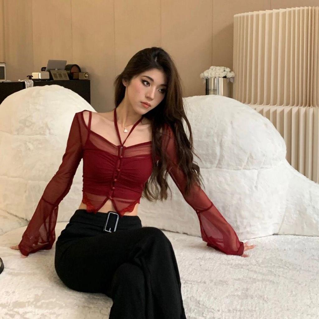 Damen Slim Fit Cardigan mit würzigem Design: Dünnes Langarm-Frühlings-/Sommer-Oberteil