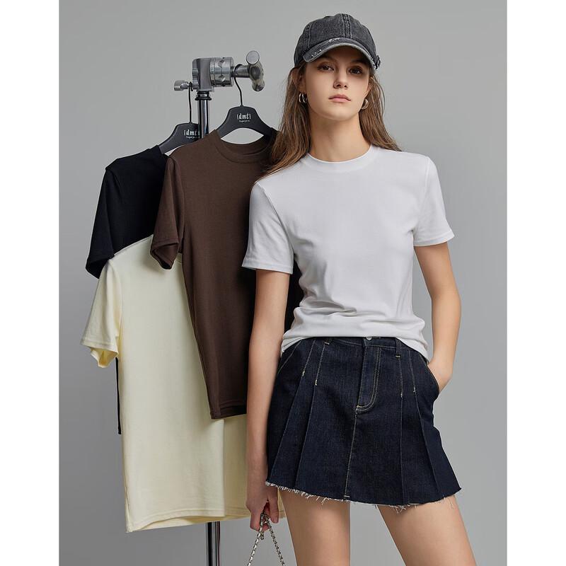 T-shirt pour femme Demana doux à col rond et manches courtes