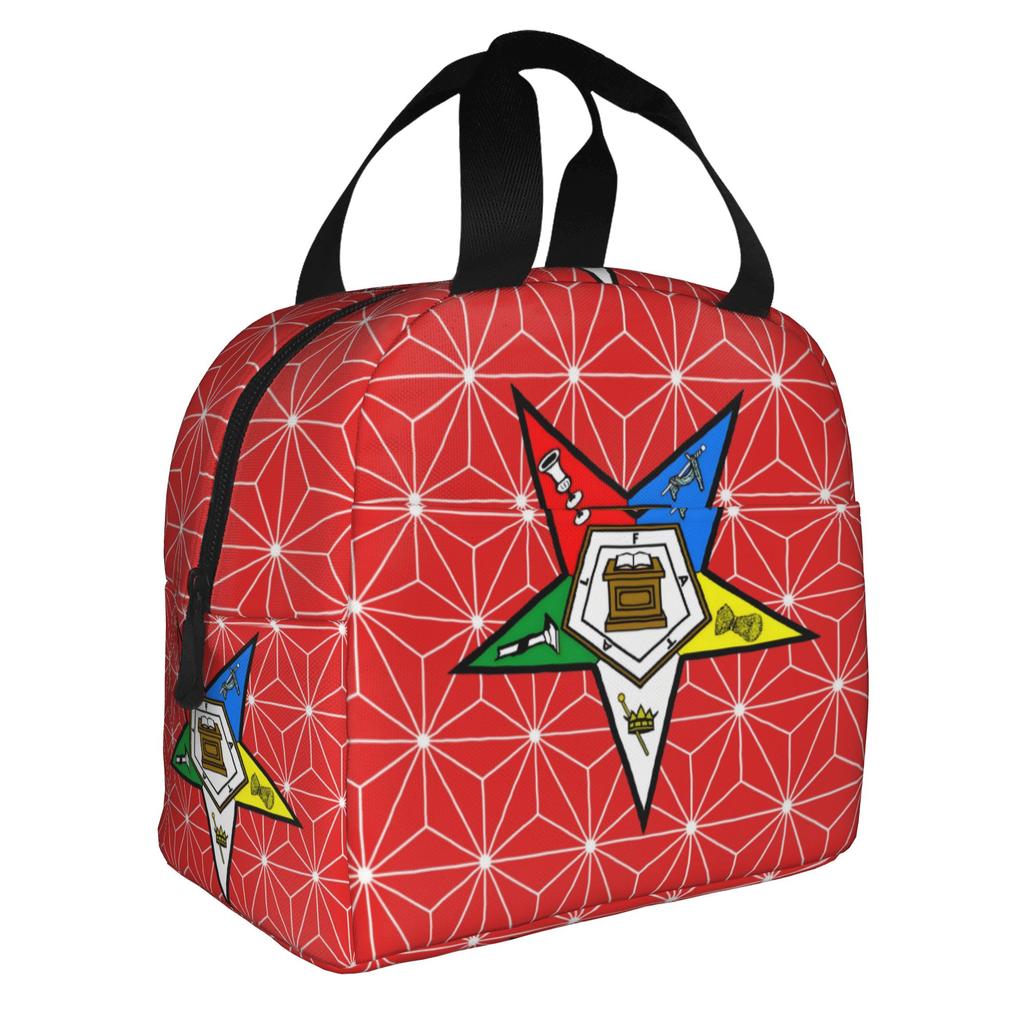 Order Of The Eastern Star Logo Thermal Insulated Lunch Bags Women  Portable Lunch Container for School Multifunction Food Box