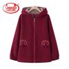 Langsha Women's Embroidered Corduroy Hooded Jacket for Seniors