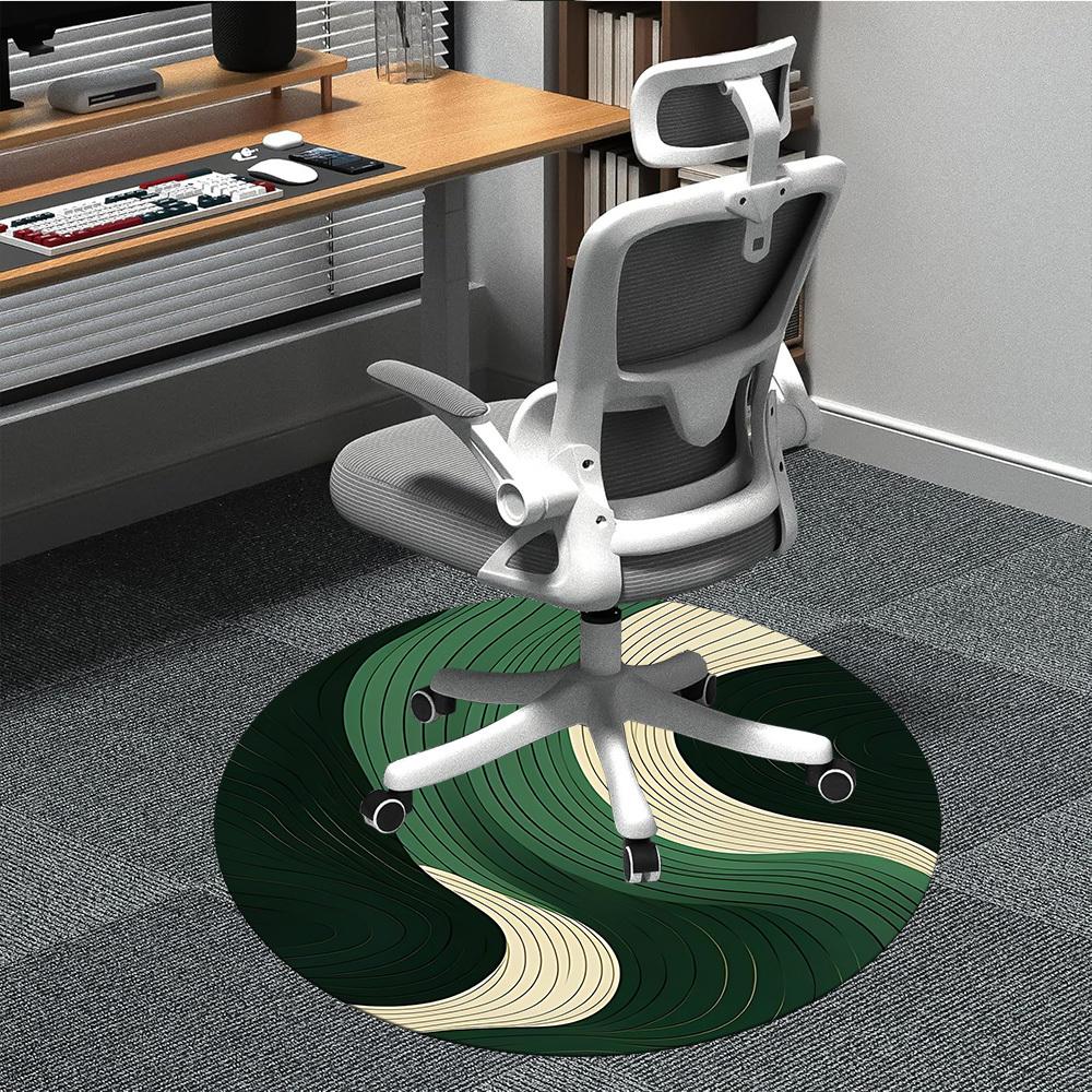 

1pc Wave Flow Office Round Area Rug, Indoor Mat Suitable For Office, Under Office Chairs Bedroom Living Room Home Decor, Room Deco 80cm