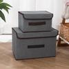 Foldable Fabric Storage Box Set, Stackable & Dustproof, with Lid - 2 Pieces.
