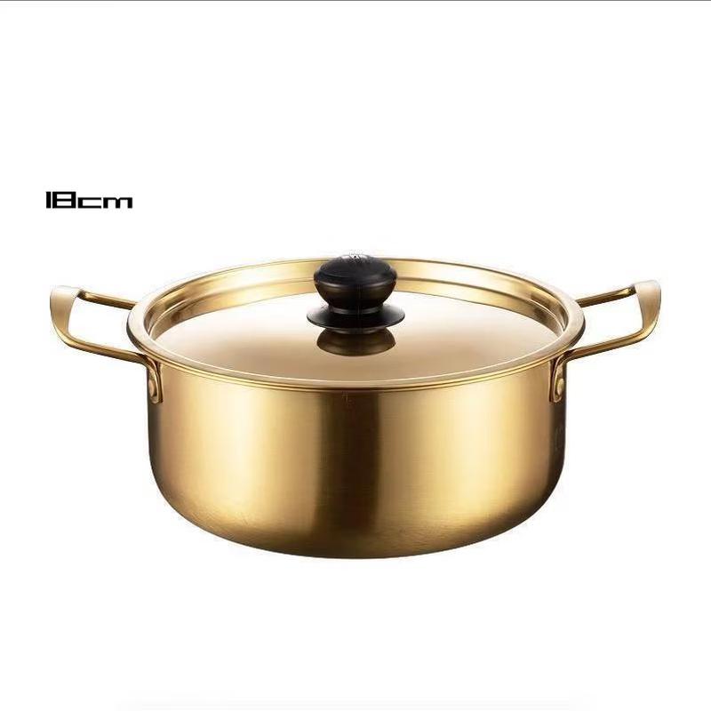 ZISIZ 18cm Stainless Steel Korean Ramen & Soup Pot with Lid