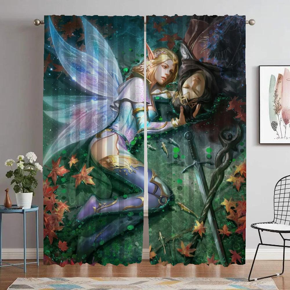 Blackout Kitchen Curtains Child Room Female Elf Living Room Curtain Curtains for Bedroom Shades Halloween Decoration Partition