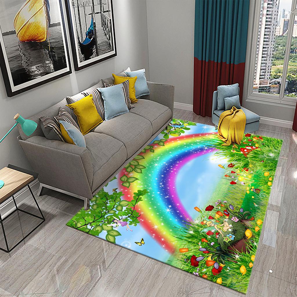 Bedroom Living Room Bathroom Rug Non-slip Home Decoration Cartoon Rainbow Flower Rug Game Room Children's Room Rug