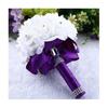 6 Colors Crystal Roses Pearl Bridesmaid Wedding Bouquet Bridal Artificial Silk Flowers Center Pieces Hybrid Decoration