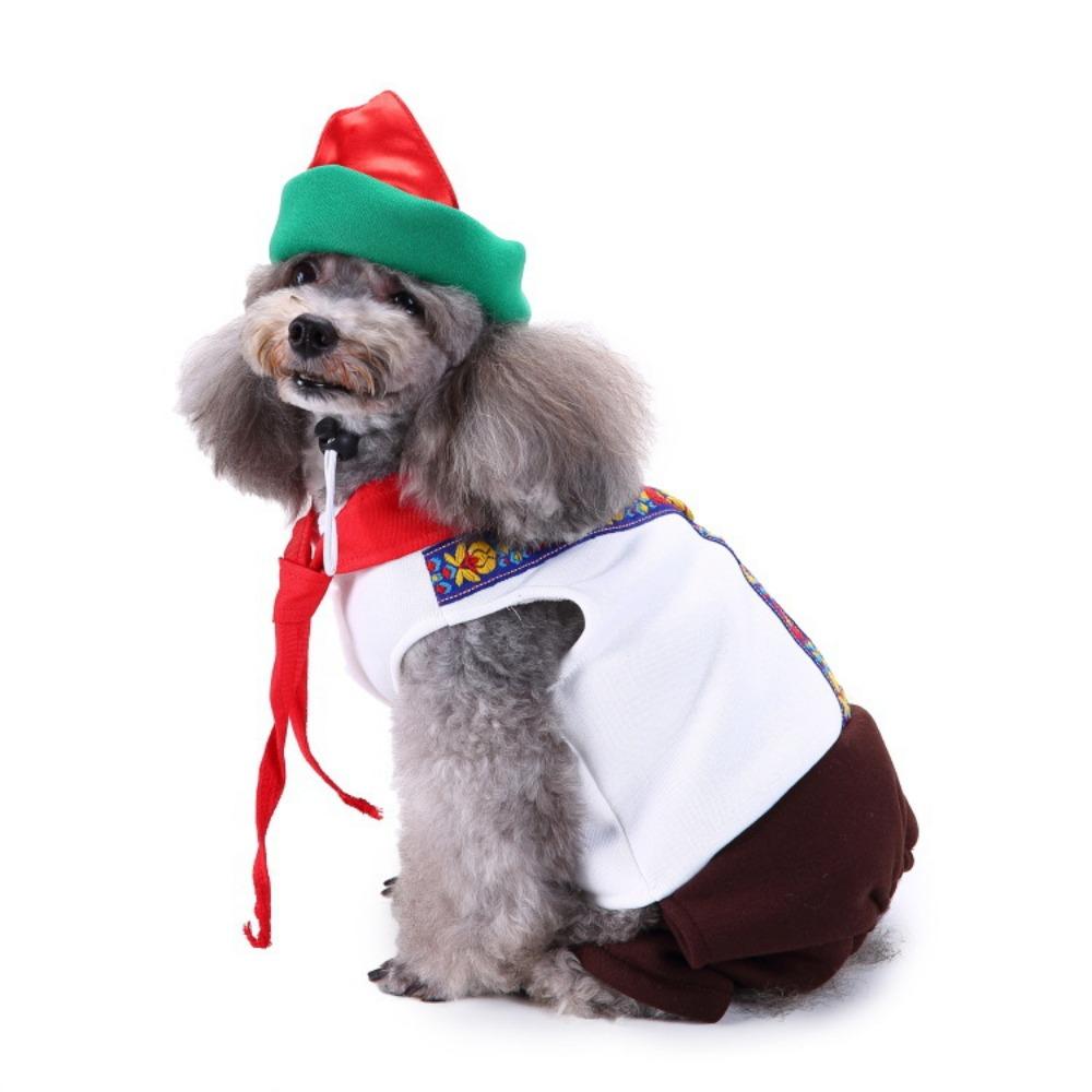Christmas Hat Elk Snowman Panda Colored Strips Out Pet Dress Beautiful Christmas Dress Dress Up  Dog Clothes