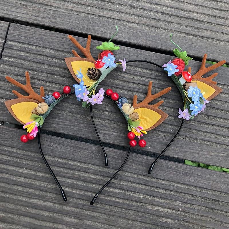 Bentiță Anul Nou Coarne de Elan Con de Pin Bentiță Crăciun Accesorii de Păr Femei pentru Sărbători Articole de Păr Drăguțe cu Urechi de Pisică