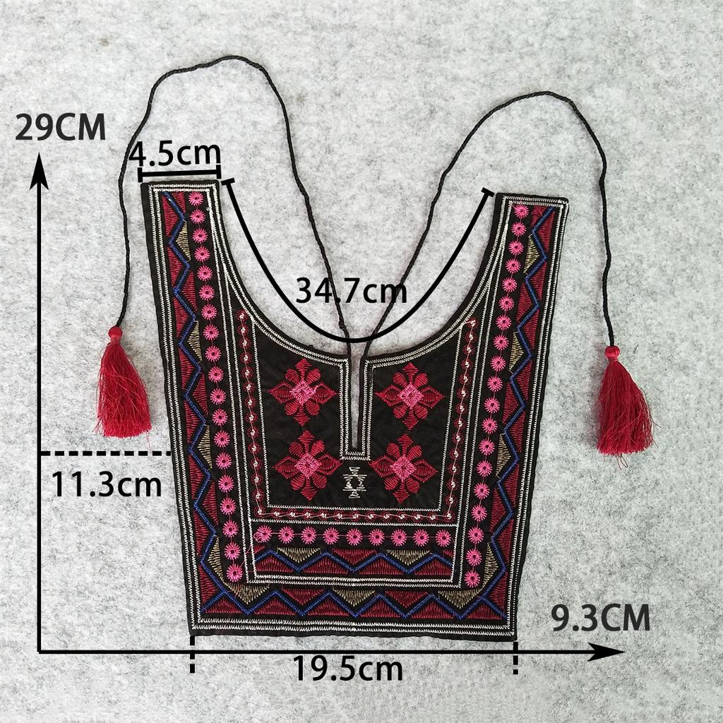 Embroidered Polyester Colored Lace Collar Ethnic Style Diy Lace-Up Lace Fake Collar Dress Accessories