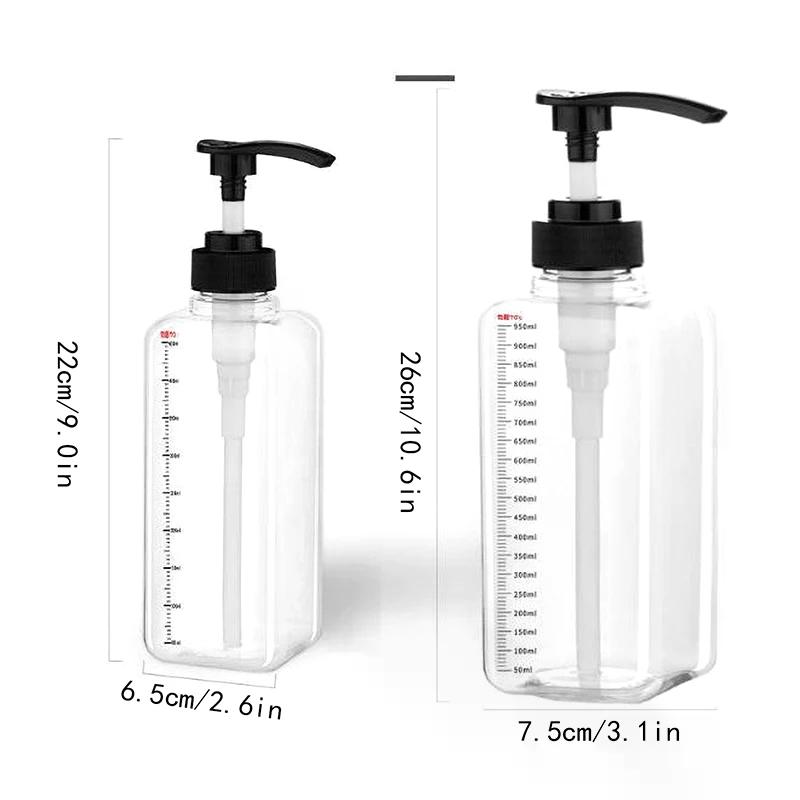 500ML/1000ML Liquid Dispenser with Scale Coffee Syrup Drip Bottle with Hydraulic Pump Nozzle Head Kitchen Honey Jar Container