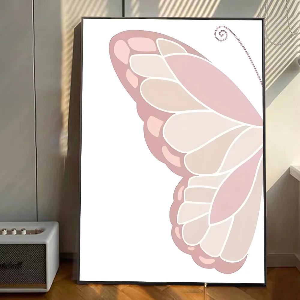 1pc Pink Butterfly Nursery Sun Rainbow Daisy Poster Stickers Art Wall Murals Decor Game Room Decor Gifts Kawaii HD Painting