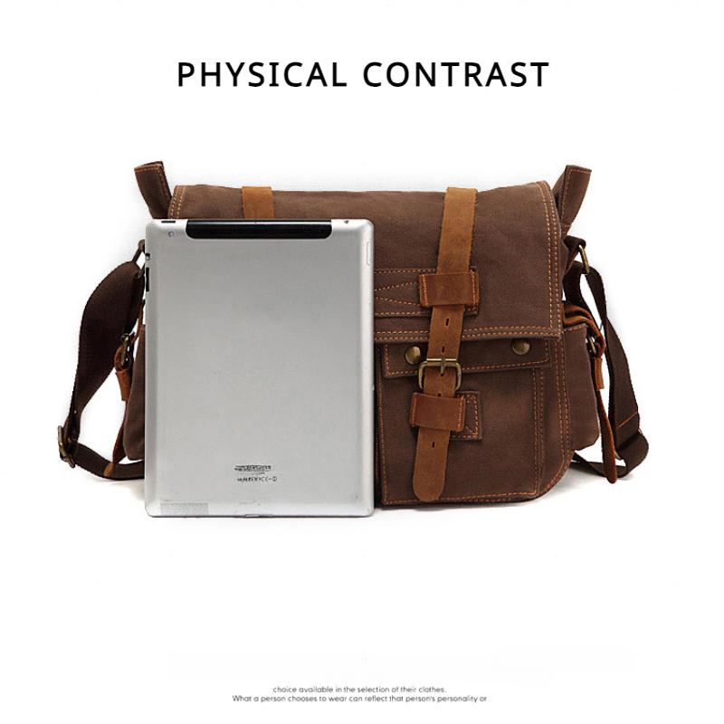 Retro Men's Canvas Shoulder Bag European American Style Men's Crossbody Bag Outdoor Casual Knapsack Father's Day Present