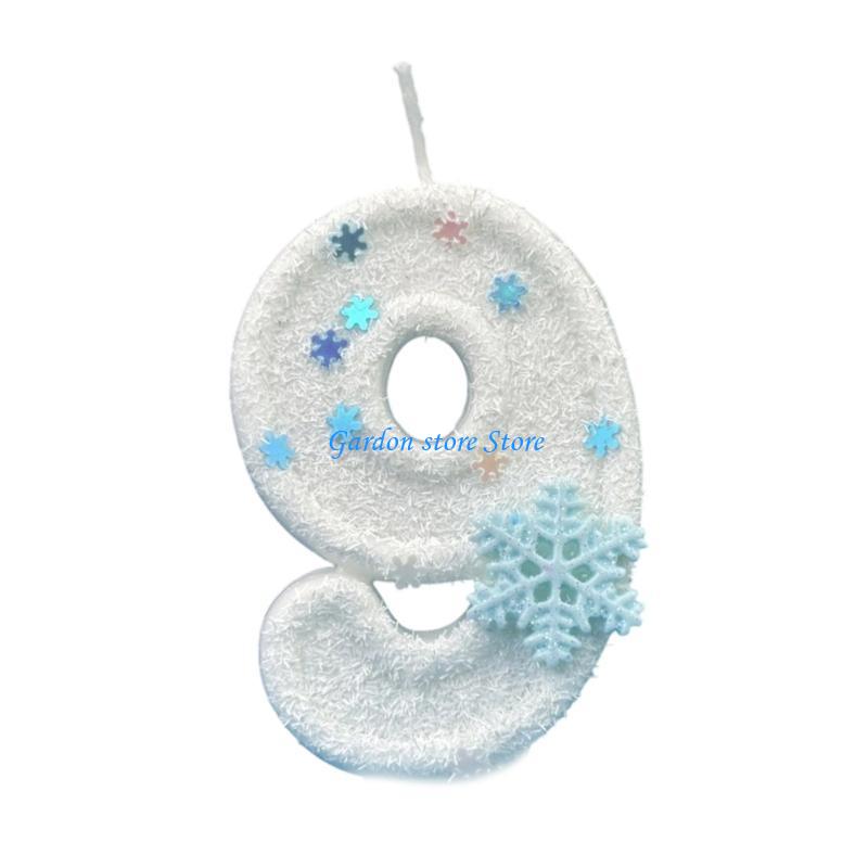 B0KB Winter Snowflake Themed Birthday Number Paraffins Wax Safe For Kids Girls Parties And Cake Toppers Decorations
