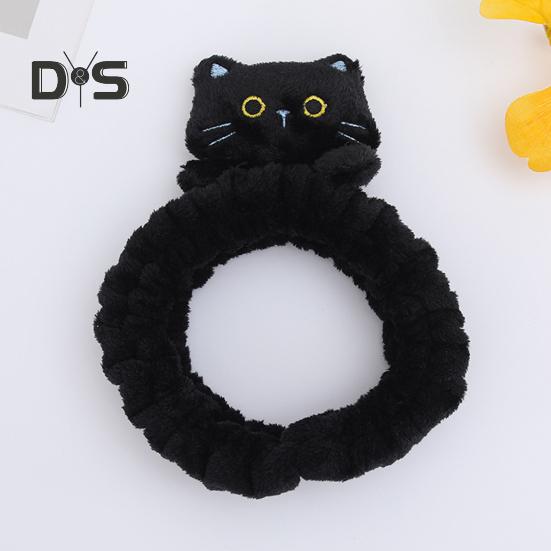 1/3Pcs Cartoon Cat Decor Headbands Coral Fleece Elastic Makeup Face Wash Hair Band Women Spa Headband