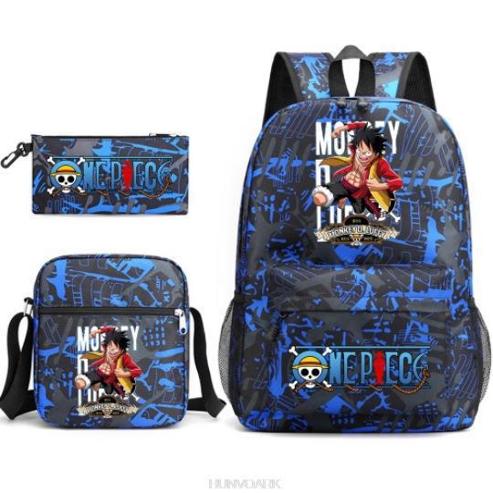 Riman One Piece Backpack 3-Piece Set, Boys And Girls Laptop, Youth Schoolbag, Messenger Bag, Pencil Bag.