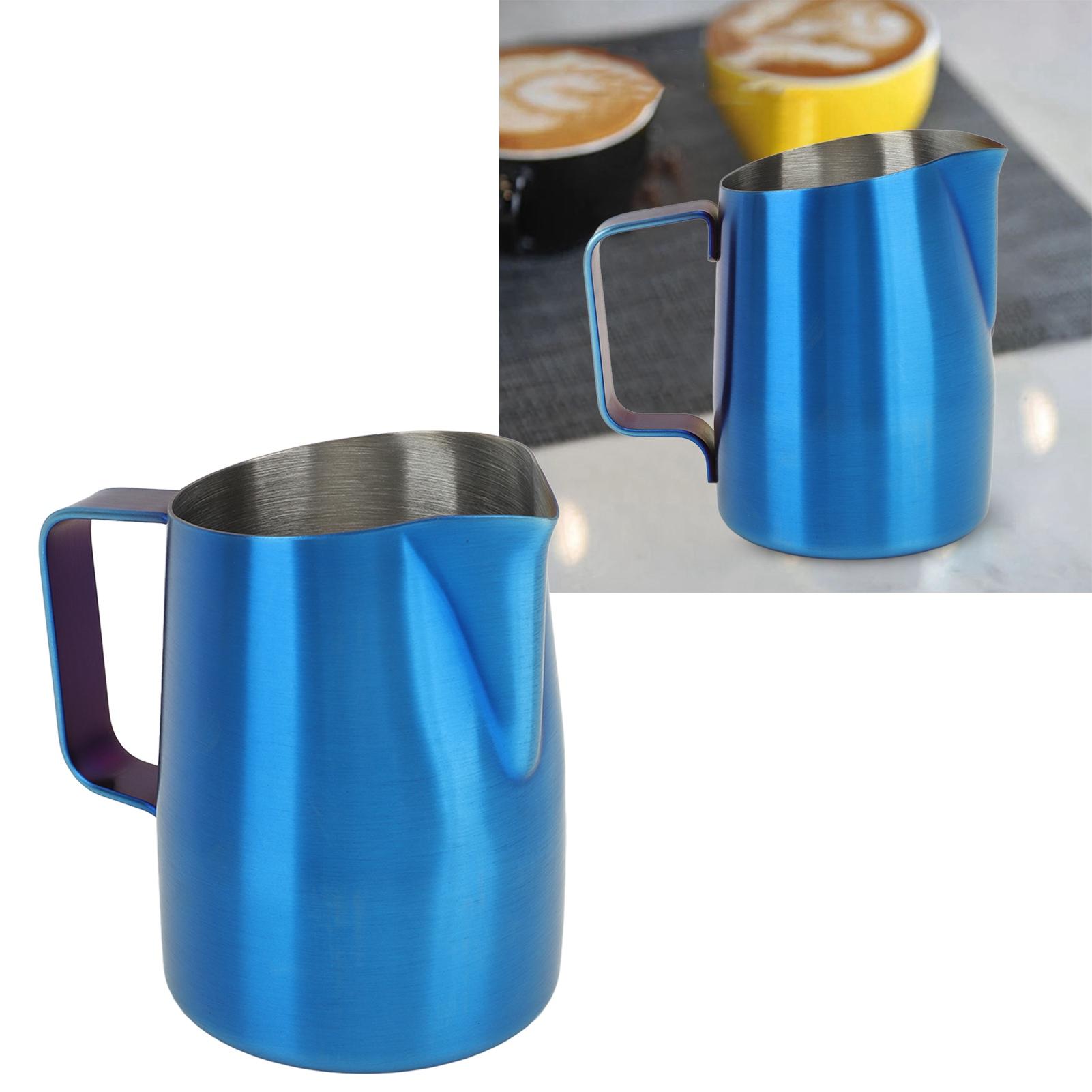 Milk Frother   Cup Bevel Design   Blue Coffee Milk Frother Cups for Milk Frothing   Art