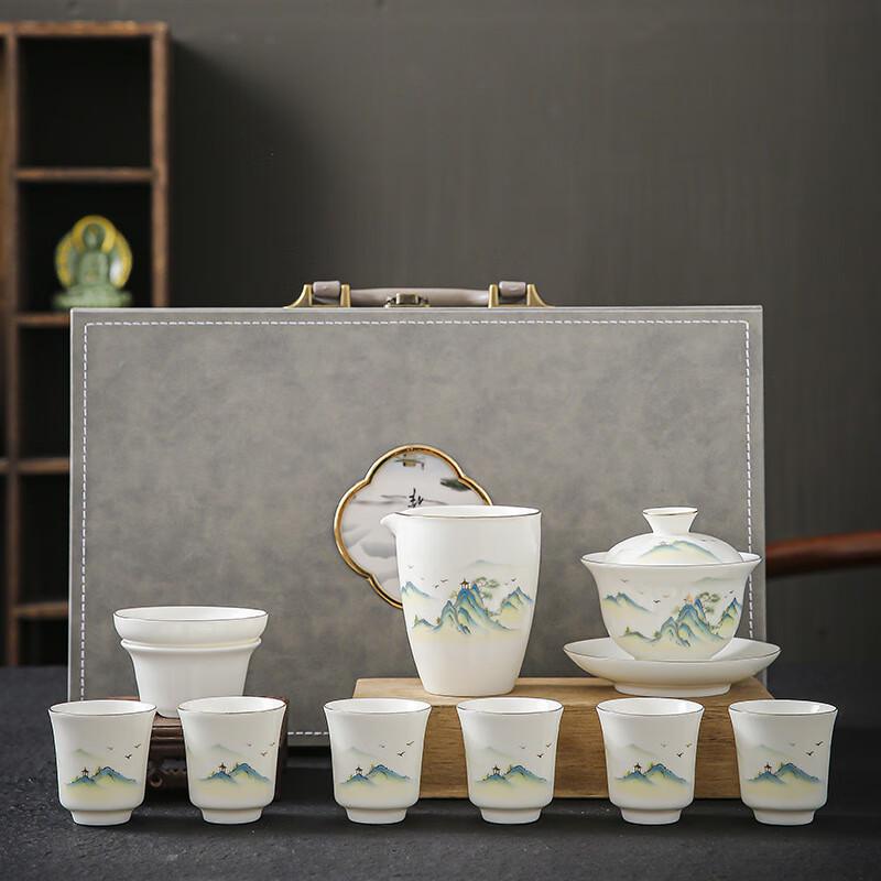 Changbaosen Mutton Fat Jade White Porcelain Tea Set