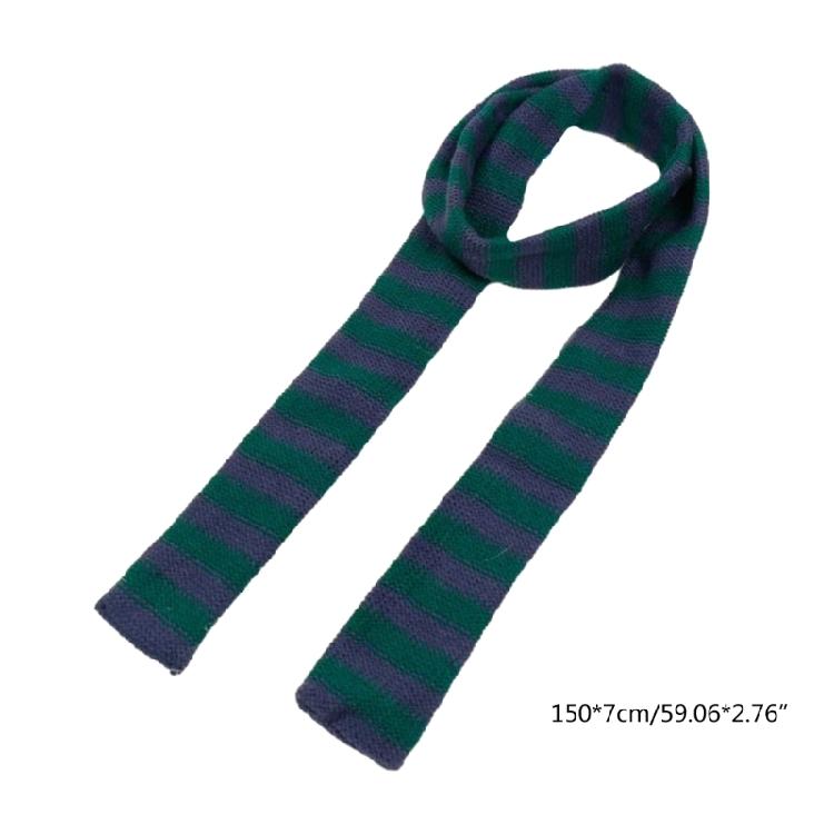 Striped Scarf Long Knitted Scarf Neck Warmer Women Scarf Lightweight Neck Wrap