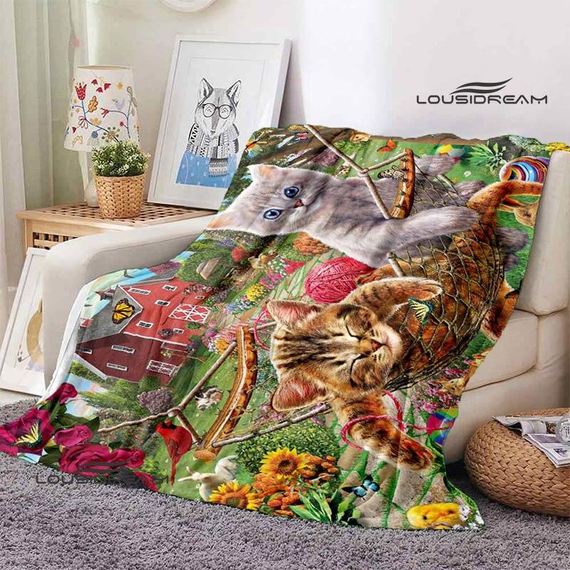 3D-Decke mit Katzendruck, modisch, hält die Decke warm. Flache Zutaten, weich und bequem, Heimreisebettdecke, Geburtstagsgeschenk