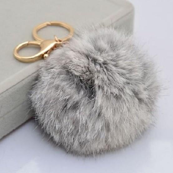 Charming Soft Cute Rabbit Fur Ball Pompom Key Chain For Cell Phones And Handbags