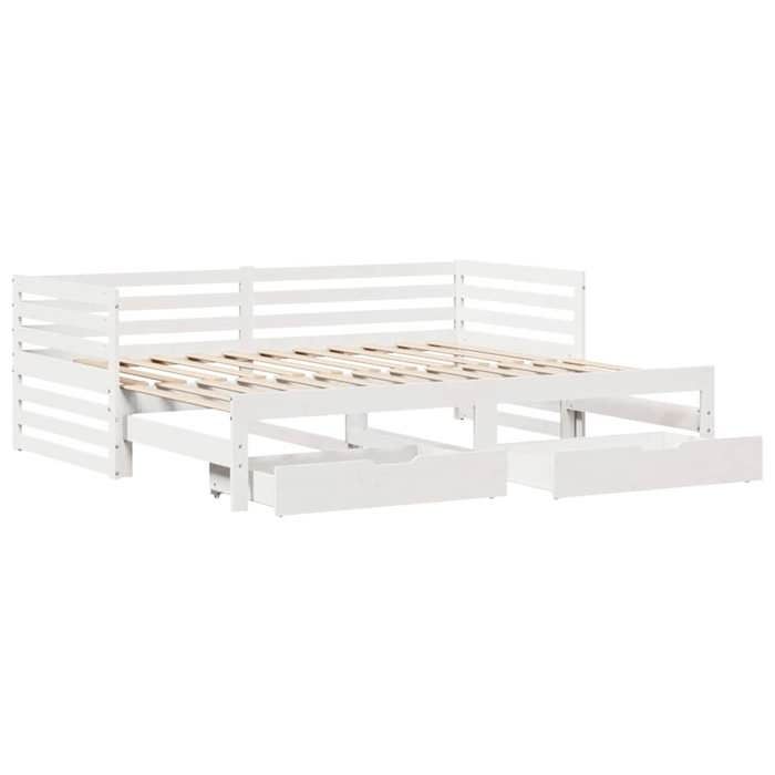 VidaXL Daybed with Drawers White 90x200 Cm Solid Pine Wood, Sofa Bed, Comfortable Sofa Bed, Daybed with 3302196