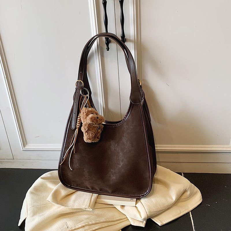 Autumn new soft waxy women's bags versatile light luxury fashion matte personalized portable underarm bags trendy shoulder bags