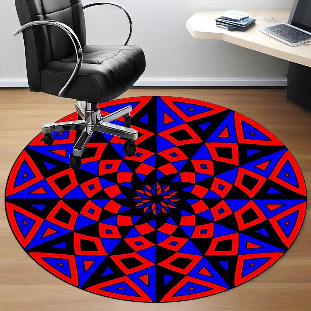 1pc Geometric Mandala Pattern Chair Carpet for Office Non-Slip, Machine Washable Rug for Office, Room - Holiday Decor, Machine Made yy251016168