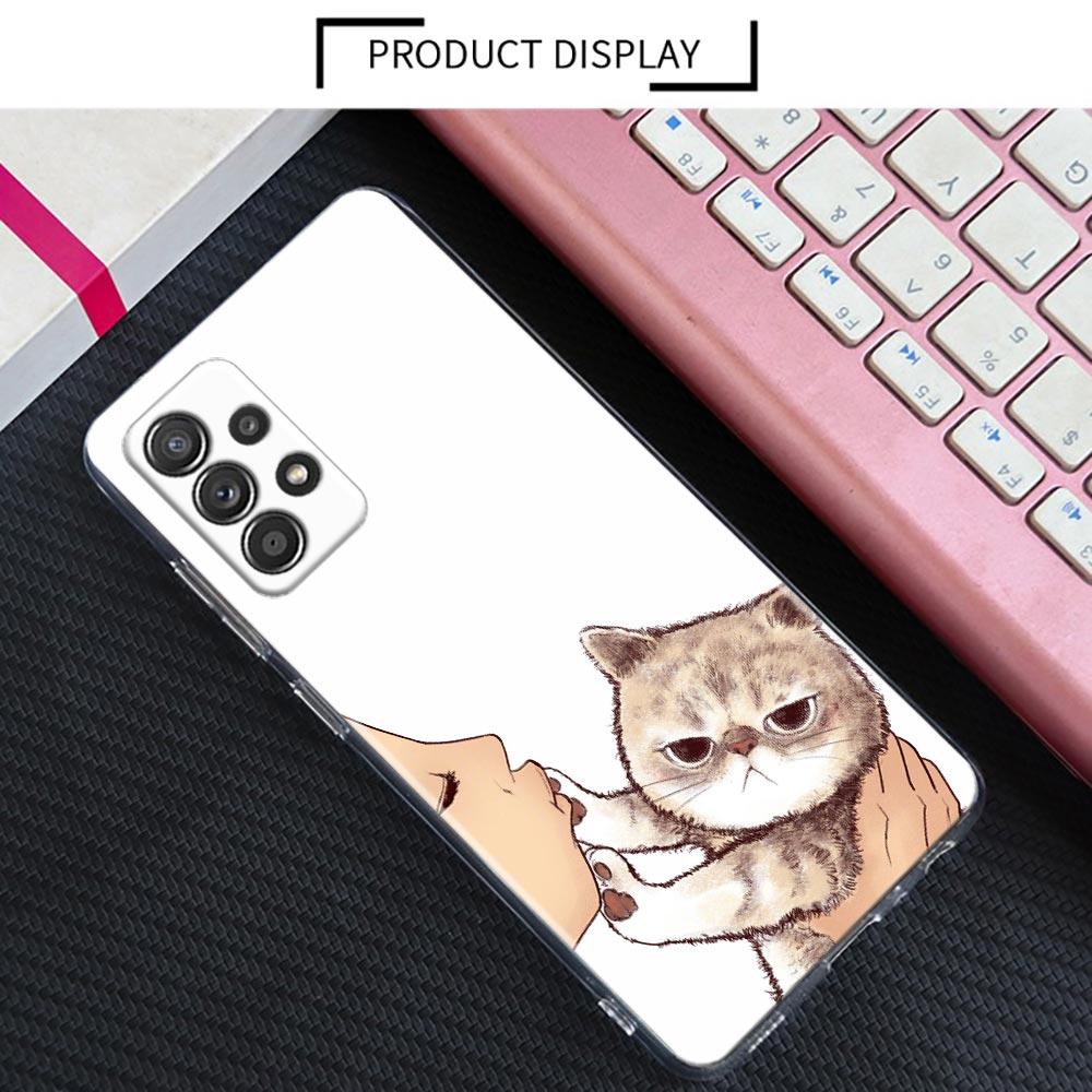 Cute Cat Don't Kiss Me Clear Case For Samsung Galaxy A52 5G A53 A72 A53 A73 A51 A33 A32 A41 A22 A23 Soft Phone Cover