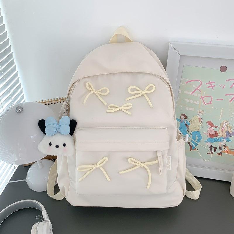 Schoolbag College Student Backpack Junior High School Student Computer Bag Korean Version Simple Girl Bow School Bag Large Capacity Backpack Female