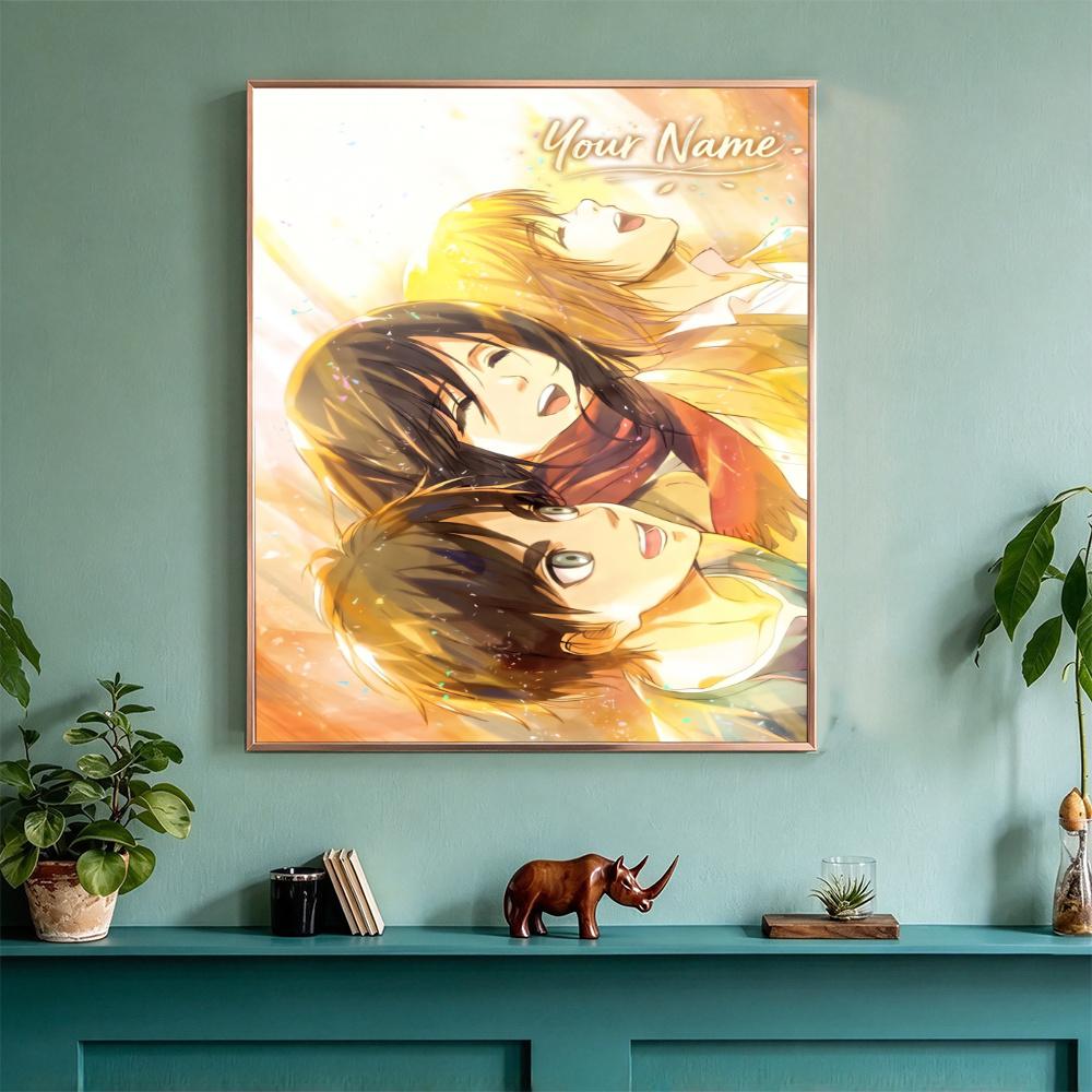 Attack Titan Customize Your Name Diamond Painting Round Diamond Diy Frameless Holiday Artwork Suitable For Home Office Wall Decoration