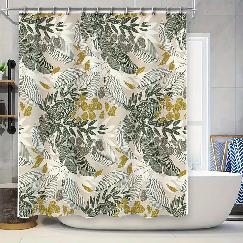 

Зеленые листья Тканевая водонепроницаемая шторка для душа Декоративный декор для дома Современный простой белый коврик для ванной 90x180cm